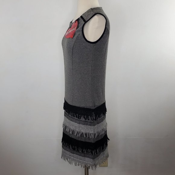 CUSTO BARCELONA Wool Blend Grey Shift Dress 4 NWT - Picture 4 of 10